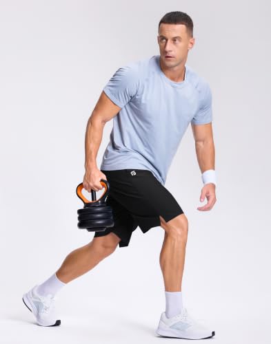 Image of GGJ Men's Lightweight Athletic Shorts with 2 Zipper Pockets 7 inch /9 inch /5 inch Gym Workout Running Quick Dry Tennis Shorts for Men