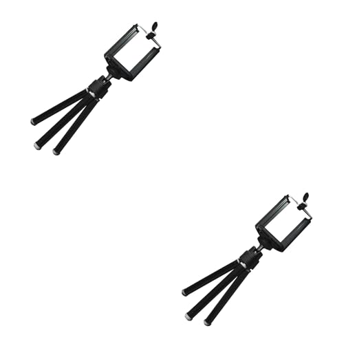 2pezzi Mini Treppiede Estensibile Per Smartphone e Fotocamera Supporto Portatile Per Viaggi Design Compatto e Stabile Nero