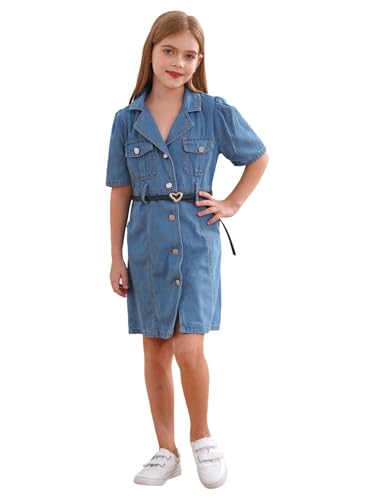 Robe t-shirt robes tuniques en jean souple pour fille, vêtement enfant anti-transpiration