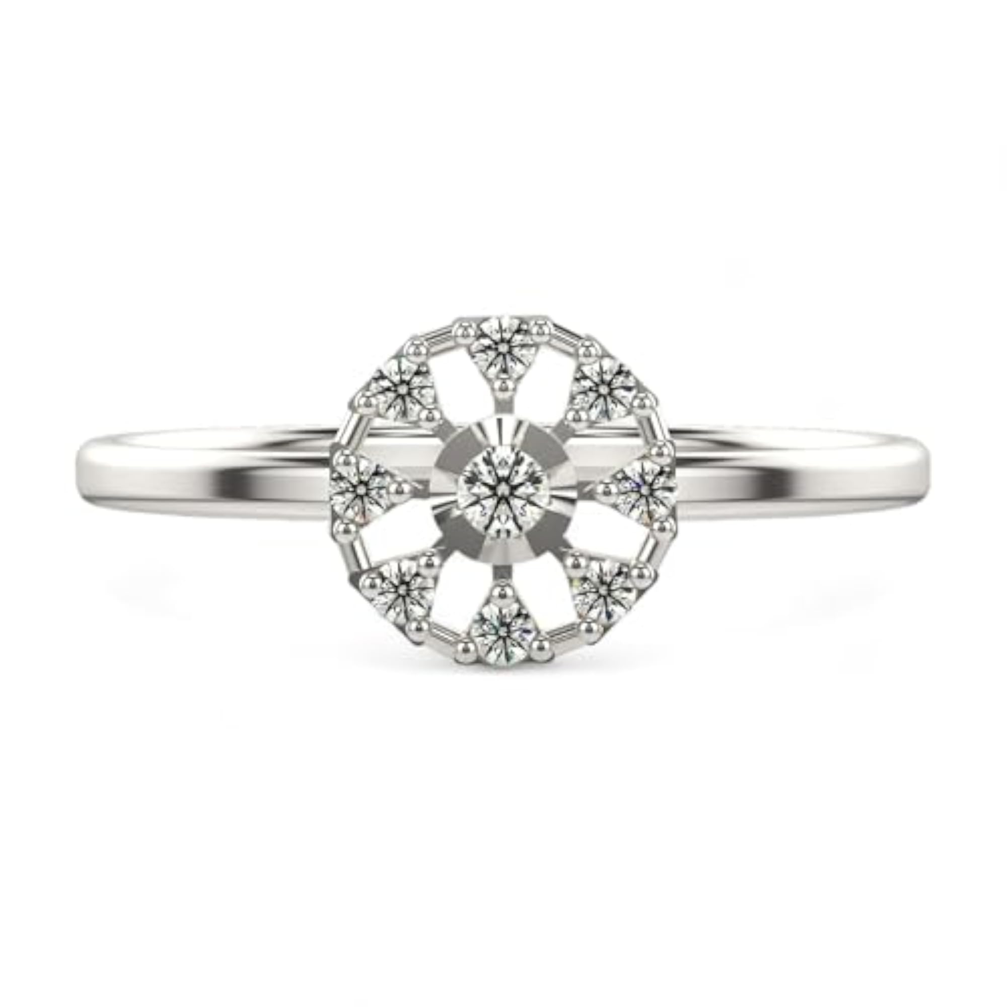 Women's Sterling Silver & Lab Grown Diamond 0.13cts Ring, Elegant