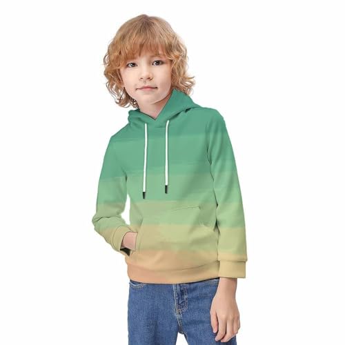 Sweat à capuche enfant imprimé 3D vert confortable et chaud 10-12 ans