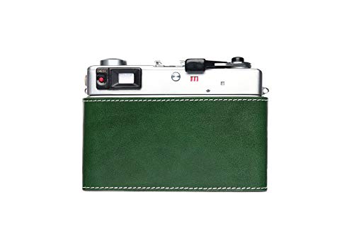 Handmade Genuine Real Leather Half Camera Case Bag Cover For Canon Canonet Ql17 Giii Ql19 Giii Green Color #TOP1