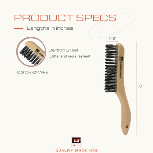 10“ Plastic Handle Wire Brush Set (5624) – 2 Pack 4 Row Scratch Brush Premium Carbon Steel Bristles, Durable, for Paint Removal, Rust Removal, Scrubbing, Deep Cleaning image 5