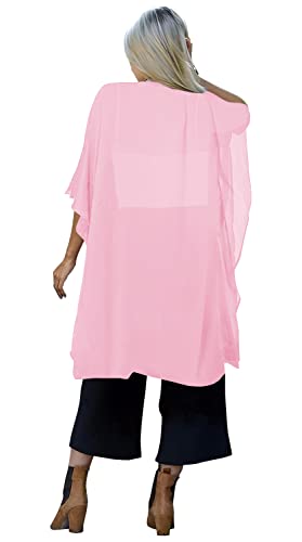 Image of Indian Trendy Women's Solid Puff Sleeve Kimono Long Cardigan Loose Cover Up Casual Blouse Top Chiffon