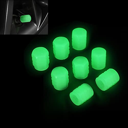 lumcov Tapones de Válvula Luminosos para Coche,8 Piezas Tapas de Válvula de Neumático Tapas para Válvulas de Aire,Universal Tapones de Válvula de Plástico para Coche,SUV,Moto,Camione-Verde Cover