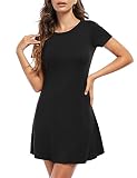 Clearlove Damen Sommerkleid T-Shirt Kleid Casual Tunika Swing Kleid Streifen A-Linie Kurzarm Rundhals Freizeitkleid in Übergröße (Verpackung MEHRWEG), A-Schwarz, M
