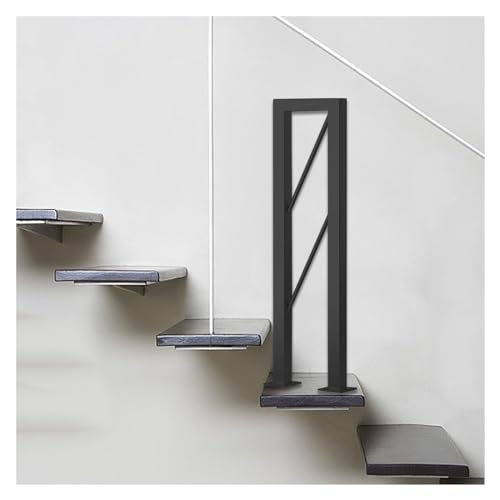 U-Shaped Wrought Iron Stair Handrail 14"-42" Black/Gold