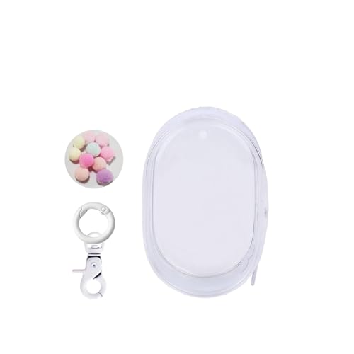 Image of Clear Figure Display Bag with Keychain, Mystery Box Mini Figures Carrying Case Bag Pouch Keychain Charms for Collectibles (Clear, Oval)