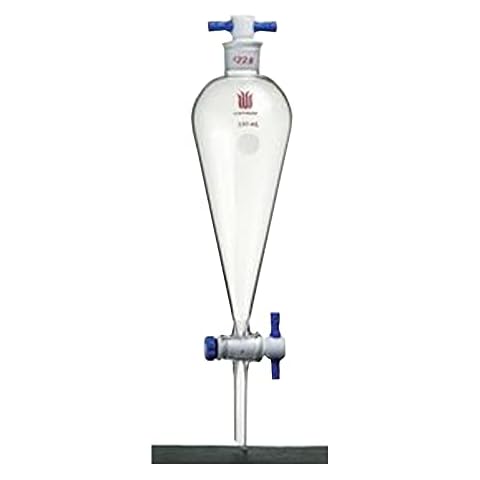 Kemtech America F454250 Synthware Separatory Funnel, Standard Taper Joint, PTFE Stopper, 250 ml, Joints 24/40, PTFE Stopcock Bore 2mm Cover