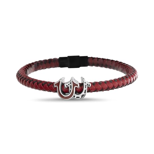 Pulsera True Religion rojos simulados piel 9 pulgadas acero miniatura 1