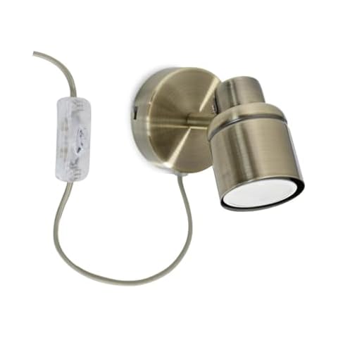MiniSun | Antique Brass Single Spotlight Adjustable GU10 Plug-in Wall Light Cover