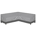 Easy-Going Outdoor V-Shaped Sectional Sofa Cover 85"X85" UV Resistant Patio Sectional Couch Cover Waterproof Lawn Patio Furniture Cover, Gray/Dark Gray