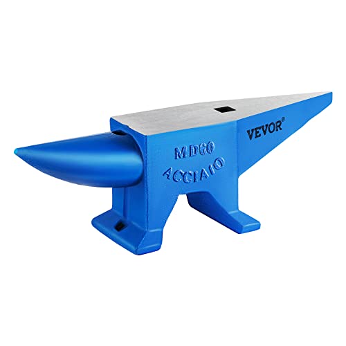 Happybuy Single Horn Anvil 132Lbs Cast Steel Anvil Blacksmith for Sale Forge Steel Tools W/Round and Square Hole and Equipment Anvil Rugged Blacksmith Jewelers Durable and Robust Metal Working Tool by Happybuy - Used condition - US$220.56