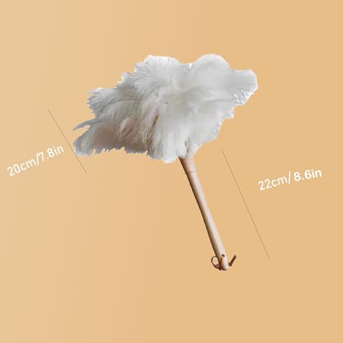 Image of Ostrich Feather Dusters, Naturally Soft, Easy to Dust, Multi-Purpose Use, Solid Wood Handle, 17.3'' Long, White