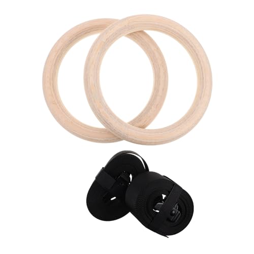 Anillas gimnásticas de madera con correas ajustables para fitness