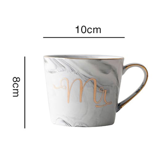 soulnioi Mr and Mrs Mugs Marble Couple Mug Sets Grey&Pink Cup, Gifts for Couple Engagement Bride and Groom (1pc Grey) - Image 2