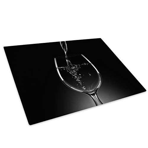 Black White Wine Cool Glass Chopping Board Kitchen Worktop Saver Protector