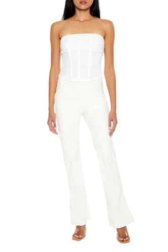 Pantalon flare femme en simili cuir noir à ourlet fendu Forever 21