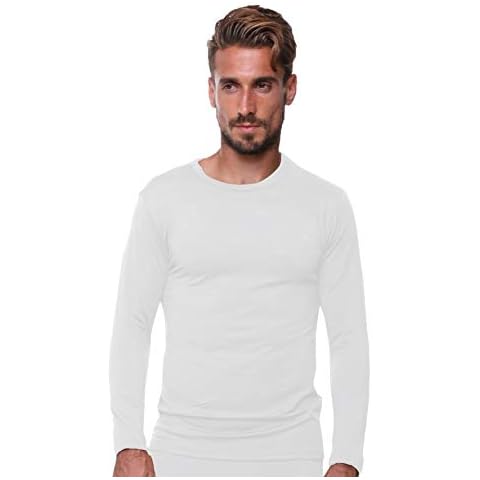 Men's Thermal Underwear Top Vest Long Sleeve Base Layer Long Johns for Running; Fishing; Outdoor Work; Cycling; Football; Gym Thermals Men White Small… Cover