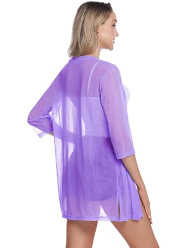Image of iClosam Women Casual 3 /4 Sleeve Sheer Open Front Cardigan Sweater Kimono