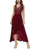 Berylove Party Kleid Abendkleider Kurz Ballkleid Lang Brautjungfernkleider Brautkleider Hochzeitskleider Vorne Kurz Hinten Lang BLS0015 Burgundy 2XL
