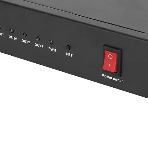 Topyond DVI Switch Splitter 1 in 8 Out VGA Splitter Box Video Distribution Duplicator HD Resolution 8 Ports Video Splitter for PC Laptop HDTV Projector 100‑240V
