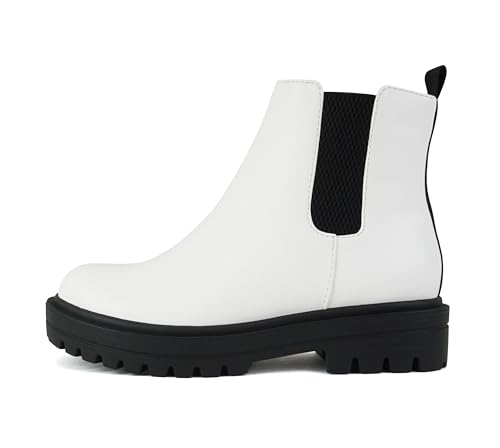 Soda “PILOT-2” ~ Little Kids/Children/Girls Lug Sole Elastic Gore Low Heel Chelsea Fashion Ankle Bootie w/Side Zipper - Main Image