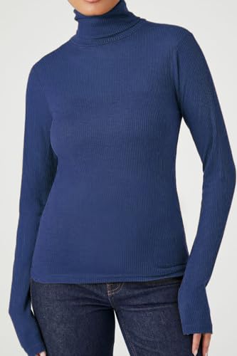Image of Emmalise Womens Turtleneck Top Long Sleeves Fitted Ribbed Top