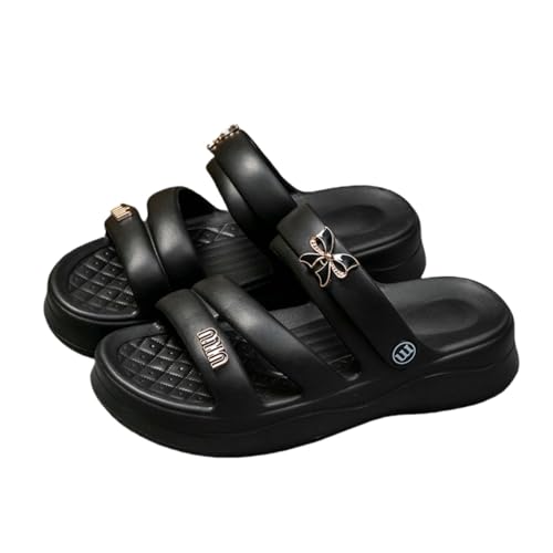 Shower Slippers Summer Thick-soled Butterfly Women's Outdoor Beach Shoes Casual Indoor ls-off White-38-39