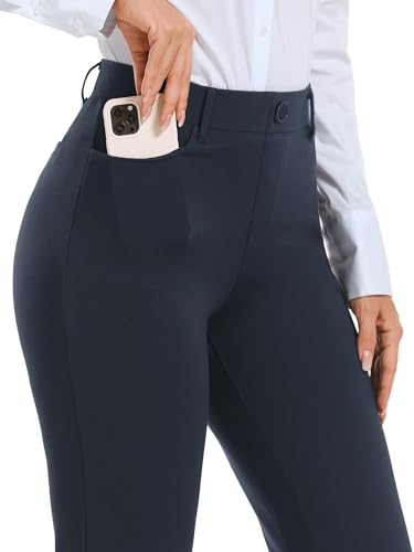 Image of Stelle Women 28 inch /30 inch / 32 inch Bootcut Dress Pants Business Casual Work Pants with Pockets Pull On Regular Slacks for Office