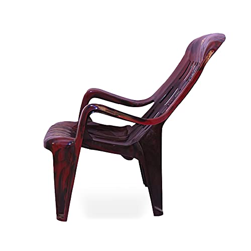 Image of Oaknest Unboxing Furniture celloo Premium Plastic Relaxing Chair with Armrests | Ergonomic High-Back Lounge Seating for Home, Garden & Balcony (Rosewood), Count of 1
