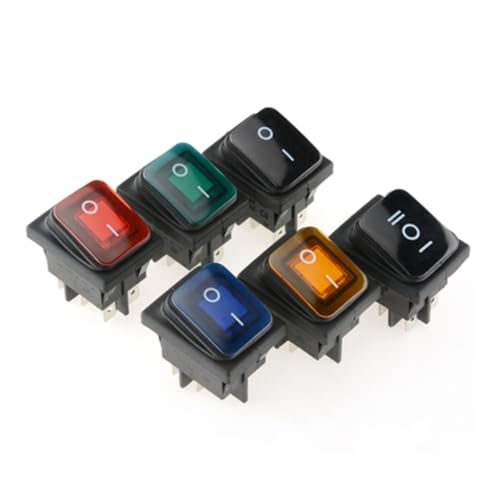 KOKYLEZN Rocker Switch RL2KCD4 Three-Speed 6-Foot Rocker Switch Silver Point self-Locking Reset Hole 22X30.4mm with LED Indica(3D6P,Self-Locking)