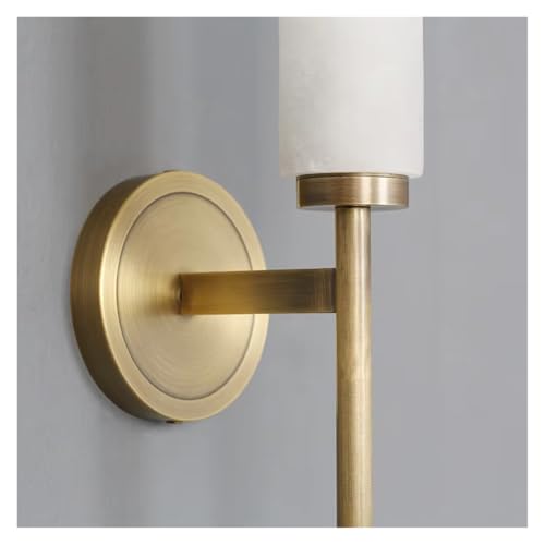 Lampada da Parete A LED Effetto Marmo Naturale - Apparecchio in Rame Ele per Scale, Ingresso, Camera da Letto, Bagno - Elegante Complemento D'Arredo per Interni MOD,Warm Light-W12CM H48CM