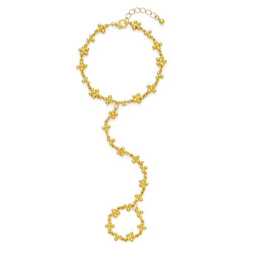 GZQ Gold Hand Chain Bracelet for Women 18K Gold Plated Adjustable Hand Haram with Charm(B2)