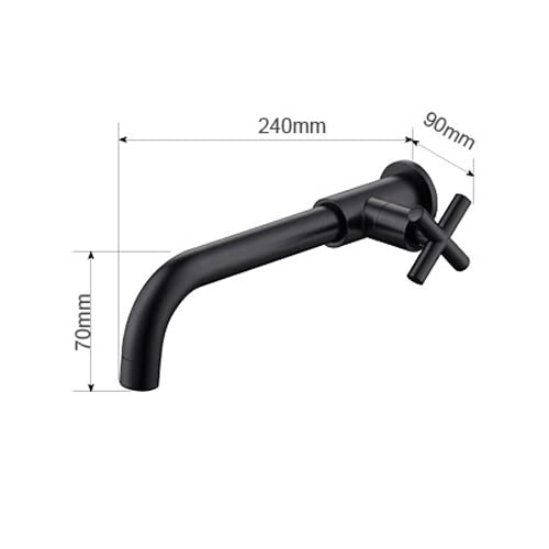 Kitchen Faucet Extended Water Outlet Single Cooling Faucet Wall Mounted Brass Tap,Black #TOP3