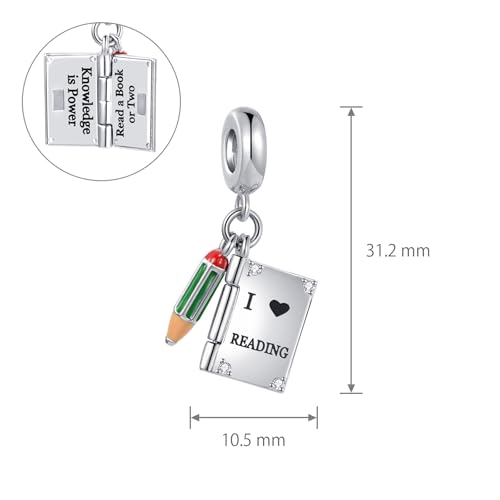 Abalorio de libro de lectura con acabado detallado para pulsera fina 2