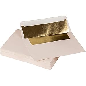 50 Pack Champagne and Ivory Envelopes 5×7 with Bronze Lining, A7 Size for Wedding and Party Invitations (Self-Adhesive…