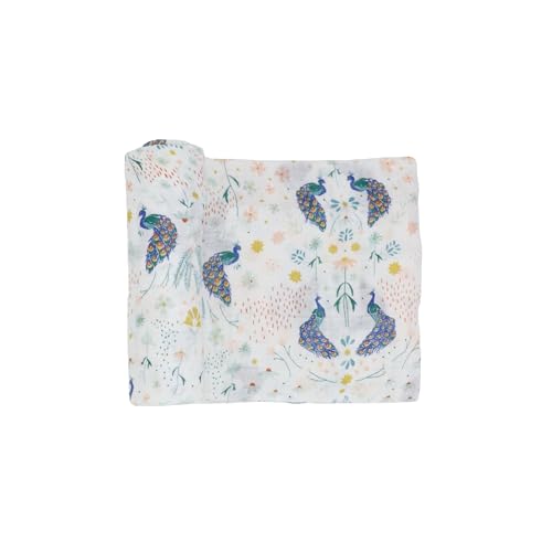 Image of Little Unicorn Deluxe Swaddle | Single | 100% Rayon Muslin from Bamboo | Super Soft | Newborns and Infants | Large 47 inch x 47 inch | Machine Washable (Peacock)