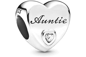 Aunt Charm Gift, Polished Auntie Heart Charm 925 Sterling Silver Pendant, Jewelry...