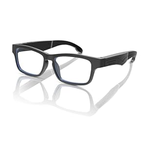 Smart Glasses, Bluetooth Glasses with Speakers, One-Click Control, Clear Calls Game and Anti-blue Light Lenses, Intelligent Wireless Bluetooth Audio Glasses for Men Women (Black)