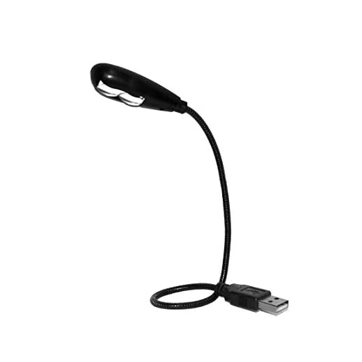 USB Reading Lamp with 2 LED Lights and Flexible Gooseneck - 2 Brightness Settings and On/Off Switch for Notebook Laptop, Desktop, PC and MAC Computer Keyboard (Black)