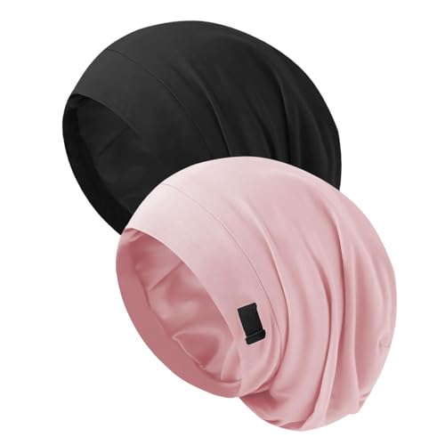 Silk Bonnet for Sleeping Women Satin Lined Hair Protection Cap Anti-Frizz Sleep Cap for Natural Curly Soft Stretchy Satin Hair Wrap Slouch Beanie Hat Adjustable