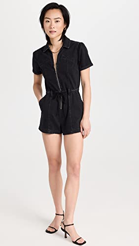 Paige Women's Meg Short Sleeve Romper, Black Dove, 10 #TOP4
