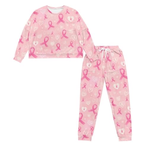 Image of Womens Pajama Sets 2 Piece Pjs Lounge Sets Long Sleeve Sleepwear Crew Neck Pullover Top with Long Pants