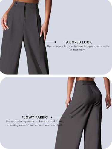 Image of GRECIILOOKS Women High Rise High Waist Trousers Flared Korean Style Formal Pants| Elegant Workwear for Office, College & Events (Available in Plus Size)