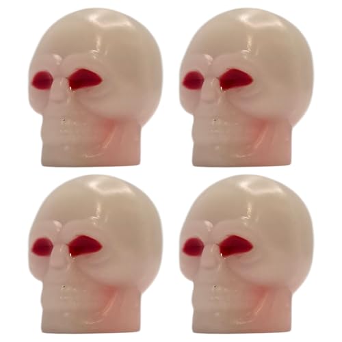 cyclingcolors 4 x Tapas de Válvula Tapa Luminosa Fosforescente con Calavera para Neumáticos de Válvula Schrader Bicicleta Motocicleta Coche Quad E-Scooter, Rojo