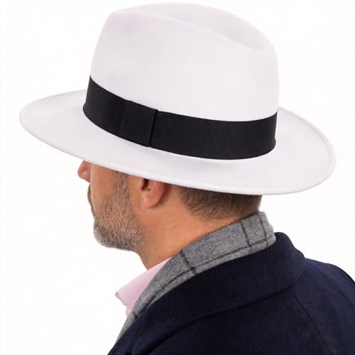 Image of FORBUSITE Wool Felt Wide Brim Fedora Hats for Women Men