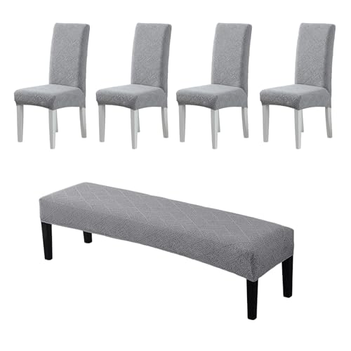 Dining Chair Covers Seat Covers for Chairs Set of 5 with Bench Chair Cover