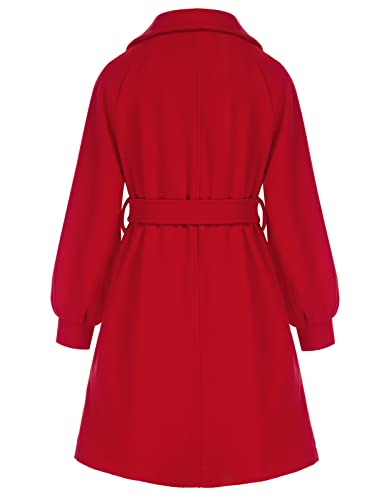 GRACE KARIN Girls Dress Coat Lapel Wool Blend Long Winter Jackets with Pockets Belt 6-14Y2