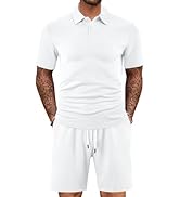 TAFLE Mens 2 Piece Outfits Polo Shirt and Shorts Set Short Sleeve Tracksuits Casual Athletic Jogg...